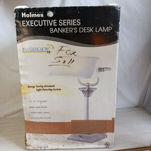 Holmes Executive Series Bankers Desk Lamp White Silver